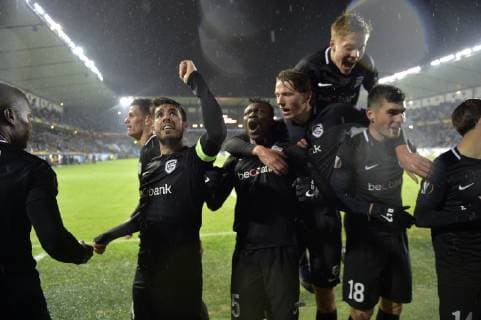 Genk s Joseph Paintsil celebrates after scoring during the match between Belgian soccer team KRC Genk and Swedish club Malmo in Malmo, Sweden, Thursday 29 November 2018, on the fifth day of the UEFA Europa League group stage, in group I. YORICKxJANSENS  x05479587x