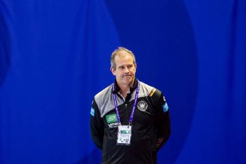 Handball, EM, Damen, Norwegen - Deutschland 181201 Henk Groener, head coach of Germany, during the EHF European Women?s Handball Championship match between Norway and Germany on December 1, 2018 in Brest. Photo: Fredrik Varfjell BILDBYRAN kod FV 150167  Copyright: FREDRIKxVARFJELL BB181201FV012