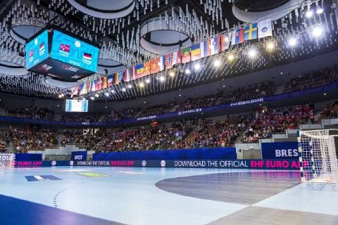 Brest, Frankreich 01. Dezember 2018: EHF EM 2018 Women - Norwegen vs. Deutschland Uebersicht Arena Brest Brest Arena Brest Frankreich