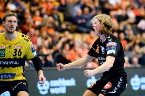 Handball, CL, IFK Kristianstad - Rhein-Neckar Löwen 181201 Kristianstads Valter Chrintz jublar under handbollsmatchen i Champions League mellan IFK Kristianstad och Rhein Neckar Löwen den 1 december 2018 i Kristianstad.  Copyright: AvdoxBilkanovic BB181201AB049