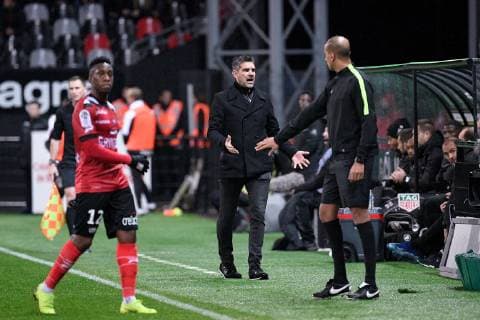 JOCELYN GOURVENNEC (ENTRAINEUR GUINGAMP) FOOTBALL : Guingamp vs Nice - Ligue 1 Conforama - 01 12 2018 FEP Panoramic 