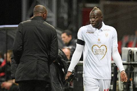 09 MARIO BALOTELLI (NICE) - PATRICK VIEIRA (ENTRAINEUR NICE) - COLERE FOOTBALL : Guingamp vs Nice - Ligue 1 Conforama - 01 12 2018 FEP Panoramic 