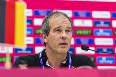 Brest, Frankreich 01. Dezember 2018: EHF EM 2018 Women - Rumänien vs. Tschechien Trainer Henk Groener (Deutschland) Brest Arena Brest Frankreich