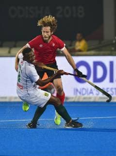 December 2, 2018 - Bhubaneswar, Odisha, India - Nduduza Lembethe of South Africa and James Kirkpatrick of Canada during the FIH Men s Hockey World Cup Pool C match between South Africa and Canada at Kalinga Stadium on December 2, 2018 in Bhubaneswar, India. Canada v South Africa - Men s Hockey World Cup 2018  - ZUMAn230 20181202_zaa_n230_802 Copyright: xStrx