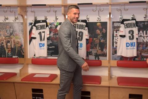 Handball, WM 2019 Botschafter , Lukas Podolski, Fototermin Pressekonferenz, 03.12.2018, Lanxessarena Köln