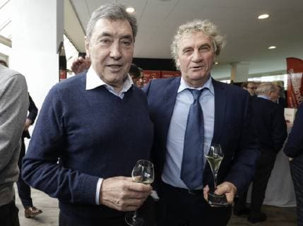 Eddy Merckx and Belgian Jean-Marie Pfaff pictured during the eighth edition of the Raymond Goethals award, for the coach whose style was the closest to the style of Raymond Goethals, Monday 03 December 2018, in Brussels. THIERRYxROGE  x05481822x