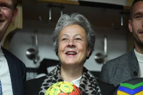 Handball, WM 2019, Dr. Agnes Klein, Dezernentin für Bildung ,Jugend und ,Fototermin, Pressekonferenz, Handball is coming home, 03.12.2018, Lanxessarena Köln