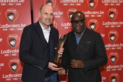 BRUSSELS, BELGIUM - DECEMBER 3 : Basile Boli, Philippe Clement receives the 8th Raymond Goethals Trophy on December 03, 2018 in Brussels, Belgium, 3 12 2018 FOOTBALL : 8eme Trophee Raymond Goethals - Bruxelles - 03 12 2018 PhotoNews Panoramic 