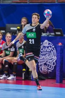 Handball, Frauen: EM, Deutschland Rumänien Vorrunde, Gruppe D, 2. Spieltag in der Brest Arena Ina Grossmann (Deutschland Thueringer HC) Brest Arena Brest Frankreich