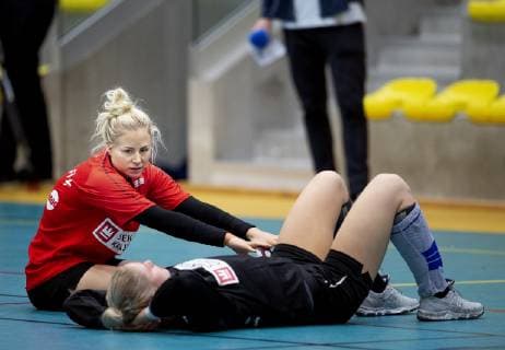 Handball, EM Damen, Dänemark Training Lotte Grigel og Sarah Iversen under traeningen i Nantes, Frankrig, mandag den 3 december 2018. , Nantes Denmark  Copyright: Scanpix LiselottexSabroex cop103 spdk20181203-191203-L