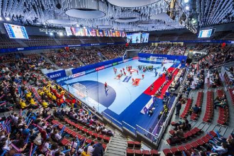 Handball, Frauen: EM, Deutschland Rumänien Vorrunde, Gruppe D, 2. Spieltag in der Brest Arena Übersicht Arena Brest Brest Arena Brest Frankreich
