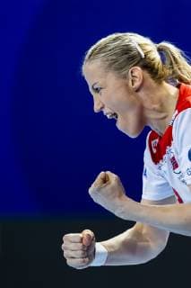 Handball, EM Damen, Norwegen - Tschechien 181203 Heidi Loke of Norway celebrates during the EHF European Women?s Handball Championship match between Czech Republic and Norway on December 3, 2018 in Brest. Photo: Fredrik Varfjell BILDBYRAN kod FV 150172  Copyright: FREDRIKxVARFJELL BB181203FV117