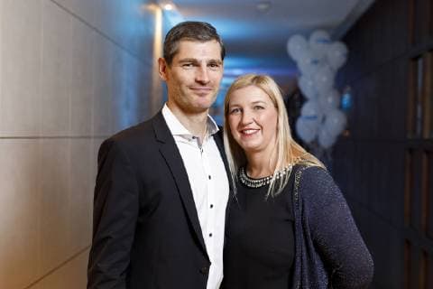 Henning Fritz mit Ehefrau Babett Fritz bei der 12. Dorint Charity Sports Night 2018 im Dorint Hotel an der Messe in Deutz. Köln, 02.12.2018