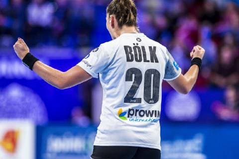 Handball, Frauen: EM, Spanien - Deutschland Hauptrunde, Gruppe 2, 1. Spieltag im Palais des Sports Emily Boelk Bölk (Deutschland Thueringer HC) Nancy Palais des Sports Jean Weille Frankreich