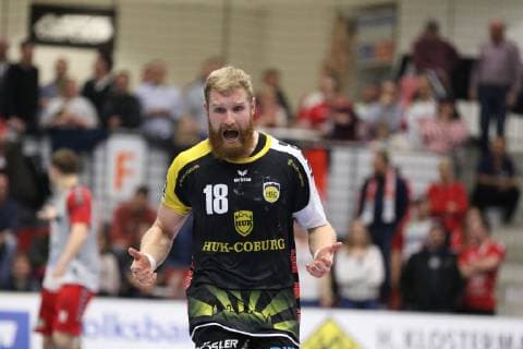 Torjubel bei Anton Prakapenia (HSC 2000 Coburg 18), ASV Hamm-Westfalen vs HSC 2000 Coburg, Handball, 2. Bundesliga, 07.12.2018, ASV Hamm-Westfalen vs HSC 2000 Coburg, Handball, 2. Bundesliga, 07.12.2018 Hamm Copyright: xEIBNER JanxStrohdiekx EP_JSK