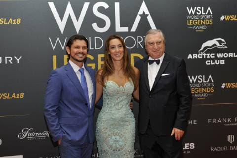 Bianca Senna (Niece de Ayrton Senna) - Docteur Claudio Costa (createur de la Clinique Mobile dans le monde de la Moto GP et medecin qui a sauve la vie a de nombreux champions) CELEBRITES : Monaco World Sports Legends Award - Monaco - 08 12 2018 NorbertScanella Panoramic 