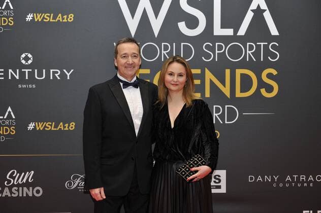 Freddie Spencer (pilote de Grand Prix motocycliste americain trois fois champion du Monde) et sa femme CELEBRITES : Monaco World Sports Legends Award - Monaco - 08 12 2018 NorbertScanella Panoramic 