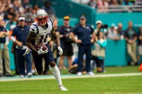 December 9, 2018 - Miami, Florida, USA - 10 Josh Gordon making a good run after a catch during the Miami Dolphins v New England Patriots on Decenber 9, 2018 Miami Dolphins v New England Patriots - ZUMAh148 20181209_zap_h148_029 Copyright: xDaltonxHammx