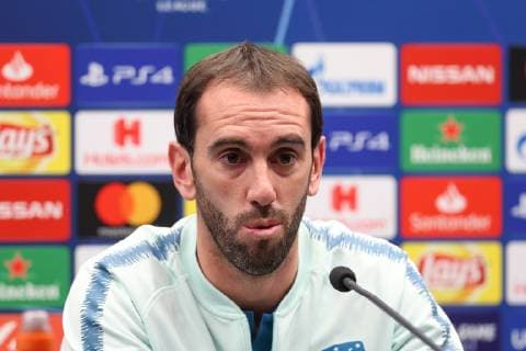 Atletico s captain Diego Roberto Godin pictured during a press conference PK Pressekonferenz of Spanish club Athletico Madrid, Monday 10 December 2018 in Brugge. Tomorrow Athletico will meet Belgian soccer team Club Brugge KV on the sixth and last day of the UEFA Champions League, in group A. BRUNOxFAHY  x05487324x