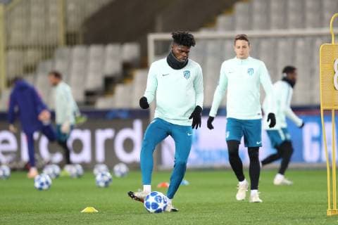 Atletico s Thomas Teye Partey pictured during a training session of Spanish club Athletico Madrid, Monday 10 December 2018 in Brugge. Tomorrow Athletico will meet Belgian soccer team Club Brugge KV on the sixth and last day of the UEFA Champions League, in group A. BRUNOxFAHY  x05487362x