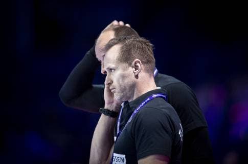 Handball, Damen EM, Dänemark - Russland Danmarks landstraener Klavs Bruun Joergensen og ass. traener Lars Joergensen under EM kampen mellem Danmark-Rusland i Nantes, mandag den 10 december 2018.. , Nantes Denmark Copyright: Scanpix LiselottexSabroex COP104 spdk20181210-194817-L
