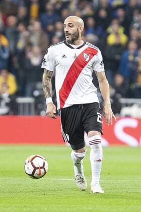 River Plate Javier Pinola during Commebol Final Match between River Plate and Boca Juniors at Santiago Bernabeu Stadium in Madrid, Spain. December 09, 2018.  (8937034)