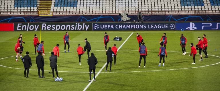 10th December 2018, Rajko Mitic Stadium, Belgrade, Serbia; UEFA Champions League football, Red Star Belgrade versus Paris Saint-Germain press conference PK Pressekonferenz The players of Paris Saint-Germain during the training session  ActionPlus12086709 NikolaxKrstic