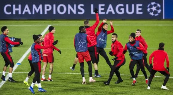 10th December 2018, Rajko Mitic Stadium, Belgrade, Serbia; UEFA Champions League football, Red Star Belgrade versus Paris Saint-Germain press conference PK Pressekonferenz The players of Paris Saint-Germain during the training session  ActionPlus12086694 NikolaxKrstic