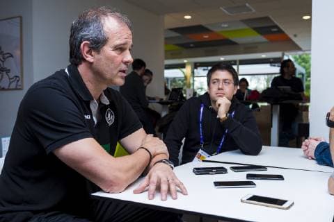 Nancy, Frankreich 10. Dezember 2018: EHF EM 2018 - Media Day - Training Trainer Henk Groener (Deutschland) im Gespräch mit der Presse Nancy Frankreich