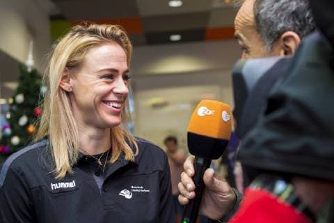 Nancy, Frankreich 10. Dezember 2018: EHF EM 2018 - Media Day - Training Maura Visser (Niederlande Bietigheim) im ZDF Interview Nancy Frankreich