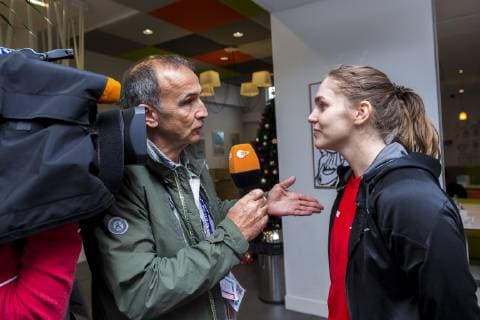 Nancy, Frankreich 10. Dezember 2018: EHF EM 2018 - Media Day - Training Laura van der Heijden (Niederlande Bietigheim) im ZDF Interview Nancy Frankreich