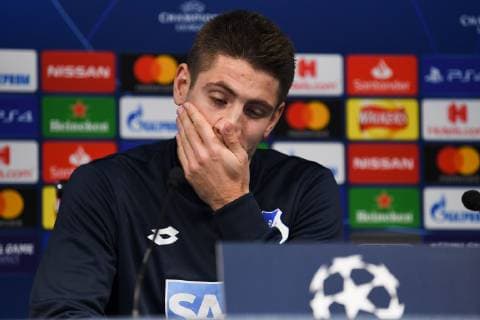 11.12.2018, xmeix, Fussball UEFA Champions League, TSG 1899 Hoffenheim, Pressekonferenz - Abschlusstraining, emspor, v.l. Andrej Kramaric (TSG 1899 Hoffenheim) DFL DFB REGULATIONS PROHIBIT ANY USE OF PHOTOGRAPHS as IMAGE SEQUENCES and or QUASI-VIDEO Manchetser