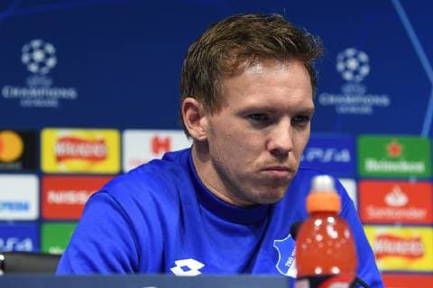 11.12.2018, xmeix, Fussball UEFA Champions League, TSG 1899 Hoffenheim, Pressekonferenz - Abschlusstraining, emspor, v.l. Hoffenheims Trainer Julian Nagelsmann (TSG 1899 Hoffenheim) DFL DFB REGULATIONS PROHIBIT ANY USE OF PHOTOGRAPHS as IMAGE SEQUENCES and or QUASI-VIDEO Manchetser
