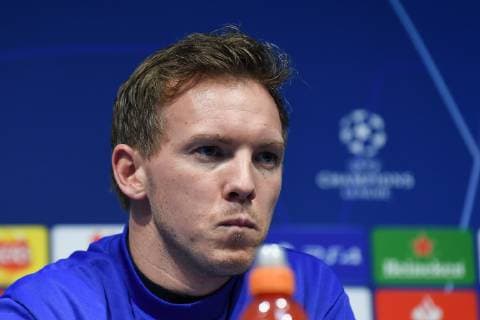 11.12.2018, xmeix, Fussball UEFA Champions League, TSG 1899 Hoffenheim, Pressekonferenz - Abschlusstraining, emspor, v.l. Hoffenheims Trainer Julian Nagelsmann (TSG 1899 Hoffenheim) DFL DFB REGULATIONS PROHIBIT ANY USE OF PHOTOGRAPHS as IMAGE SEQUENCES and or QUASI-VIDEO Manchetser