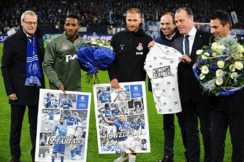 Gelsenkirchen, Germany 11.12.2018, UEFA Champions League - 2018 19 Season, Rueckrunde, Gruppenphase - Gruppe D - 6. Spieltag, FC Schalke 04 - Lok Moskau, Verabschiedung Jefferson Farfan (LOK) und Benedikt Hoewedes (LOK) ( DeFodi521