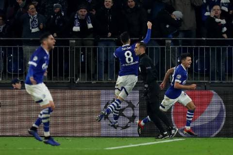 Alessandro Andre Schöpf (FC Schalke 04) freut sich über sein Tor zum 1:0 beim Champions League Spiel (Saison 2018 19) FC Schalke 04 - Lokomotive Moskau. Copyright: Thomas Pakusch
