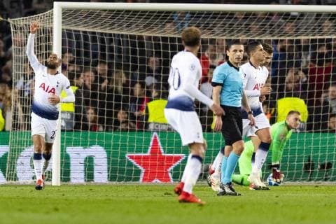 11.12.2018, xslx, Fussball Champions League, FC Barcelona Barca - Tottenham Hotspur emspor, v.l. Lucas (Tottenham Spurs), Jubelt nach den Tor zum 1-1 (DFL DFB REGULATIONS PROHIBIT ANY USE OF PHOTOGRAPHS as IMAGE SEQUENCES and or QUASI-VIDEO) Barcelona