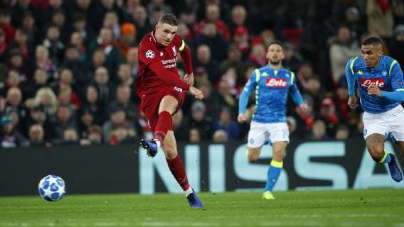 Football - 2018 2019 UEFA Champions League - Group C: Liverpool vs. Napoli Jordan Henderson of Liverpool at Anfield. COLORSPORT LYNNE CAMERON 