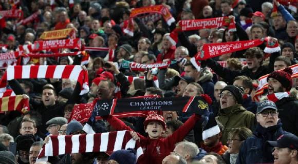 Football - 2018 2019 UEFA Champions League - Group C: Liverpool vs. Napoli Liverpool fans at Anfield. COLORSPORT LYNNE CAMERON 