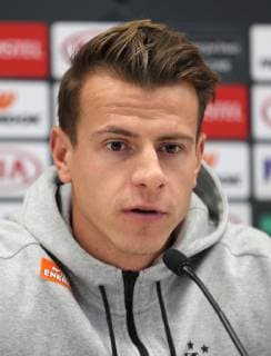 SOCCER - UEFA EL, Rapid vs Rangers VIENNA,AUSTRIA,12.DEC.18 - SOCCER - UEFA Europa League, group stage, SK Rapid Wien vs Glasgow Rangers, preview, press conference PK Pressekonferenz of Rapid. Image shows Stefan Schwab (Rapid). Keywords: Wien Energie. GEPAxpictures xChristianxOrt