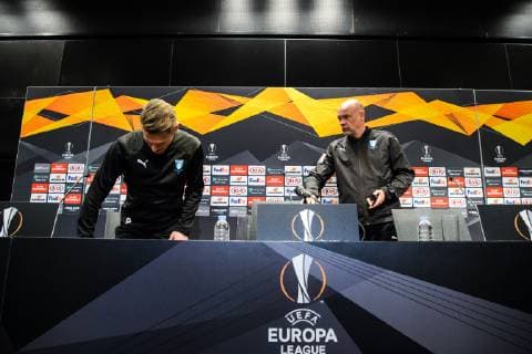 181212 Markus Rosenberg and head coach Uwe Rösler of Malmö FF arrives at a press conference PK Pressekonferenz ahead of the Europa league match between Besiktas and Malmö FF on December 12, 2018 in Istanbul. Photo: Petter Arvidson BILDBYRN kod PA 92174 Copyright: PETTERxARVIDSON BB181212PA027