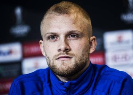 Nicolai Boilesen ved FC Koebenhavn pressemoede forud for Europa League kampen mod Bordeaux, i Koebenhavn onsdag den 12. december 2018.. , Copenhagen Denmark  Copyright: JonasxOlufsonx COP102 78305 spdk20181212-174112-L