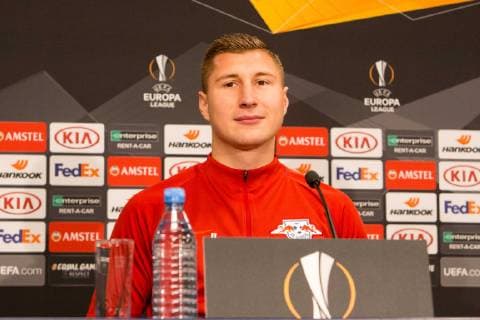 RB Leipzig - PK Fussball EL Leipzig, 12.12.2018, Red Bull Arena, Fussball, Euro League , RB Leipzig - Pressekonferenz vor dem Spiel gegen Trondheim , Im Bild: Willi Orban ,
