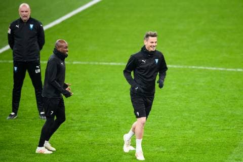 181212 Head coach Uwe Rösler, Fouad Bachirou and Markus Rosenberg of Malmö FF during a training session ahead of the Europa league match between Besiktas and Malmö FF on December 12, 2018 in Istanbul. Photo: Petter Arvidson BILDBYRAN kod PA 92174 Copyright: PETTERxARVIDSON BB181212PA055