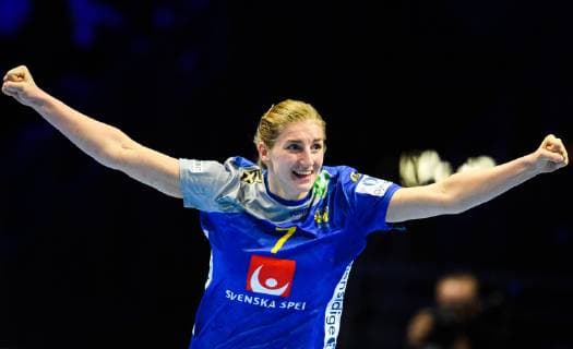 181212 Linn Blohm of Sweden celebrates during the EHF European WomenÕs Handball Championship match between Sweden and Russia on December 12, 2018 in Nantes. Photo: Ludvig Thunman BILDBYRN kod LT 35571 Copyright: LUDVIGxTHUNMAN BB181212LT073
