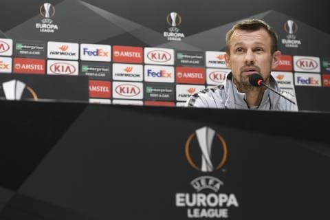 Coach of Zenit Sergei Semak speaks during the press conference PK Pressekonferenz prior to the Football European League 6th round group C match: Slavia Praha - Zenit Petrohrad in Prague, Czech Republic, December 12, 2018. (CTKxPhoto OndrejxDeml) CTKPhotoP201812121030201  dml 009