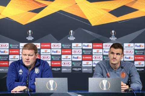 RSC Anderlecht press conference PK Pressekonferenz - Zagreb, Croatia 12.12.2018., Zagreb, Croatia - RSC Anderlecht press conference on the occasion of UEFA Champions League football match with GNK Dinamo. Hein Vanhaezebrouck, Ivan Santini.  LukaxStanzl PIXSELL