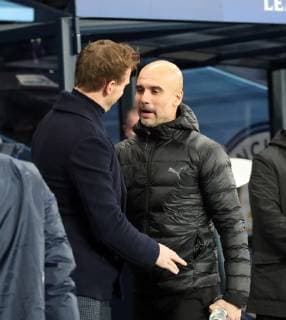 Manchester City - TSG 1899 Hoffenheim England, Manchester, 12.12.2018, Fussball, UEFA Champions League, Saison 2018 2019, 6. Spieltag, Manchester City - TSG 1899 Hoffenheim: v.l. Julian Nagelsmann (Trainer TSG 1899 Hoffenheim), Pep Guardiola (Trainer Manchester City).
