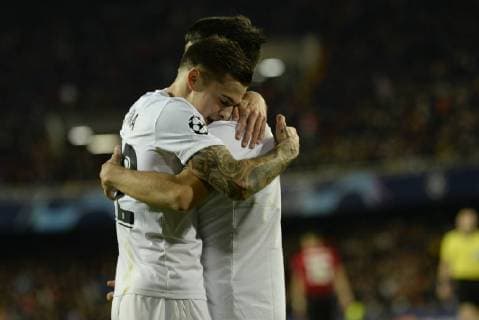 Soler goal of Valencia in action during the Uefa Champions League, football match between Valencia and Manchester on december 12, at Mestalla stadium in Valencia, Spain. Foto: Xisco Navarro Cordon Press