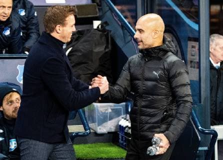 Sport Themen der Woche KW50 Sport Bilder des Tages 12.12.2018, xfux, Fussball UEFA Champions League, Manchester City FC - TSG 1899 Hoffenheim, emspor, v.l. Trainer Julian Nagelsmann (TSG 1899 Hoffenheim), Trainer Pep Guardiola (Manchester City FC) Manchester